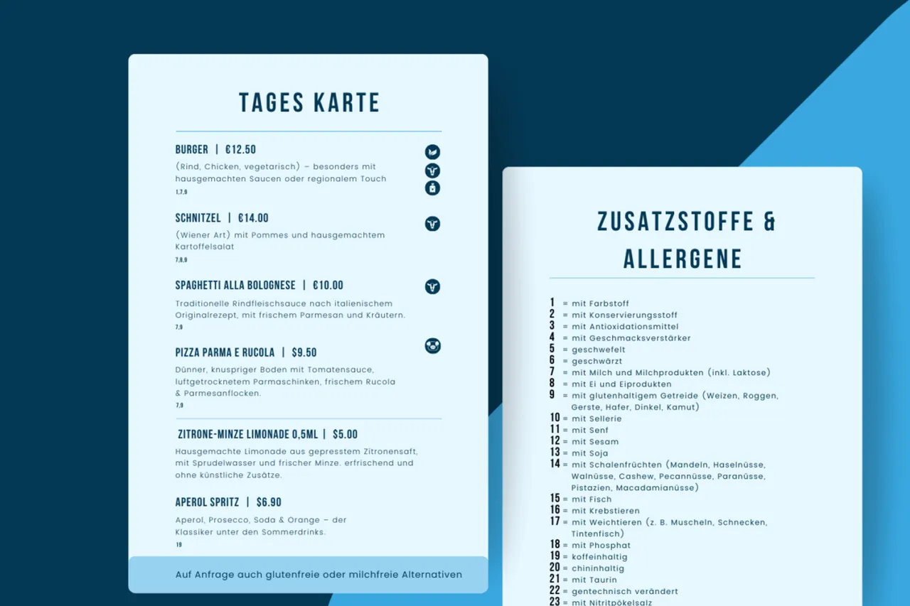Speisekarte richtig kennzeichnen 