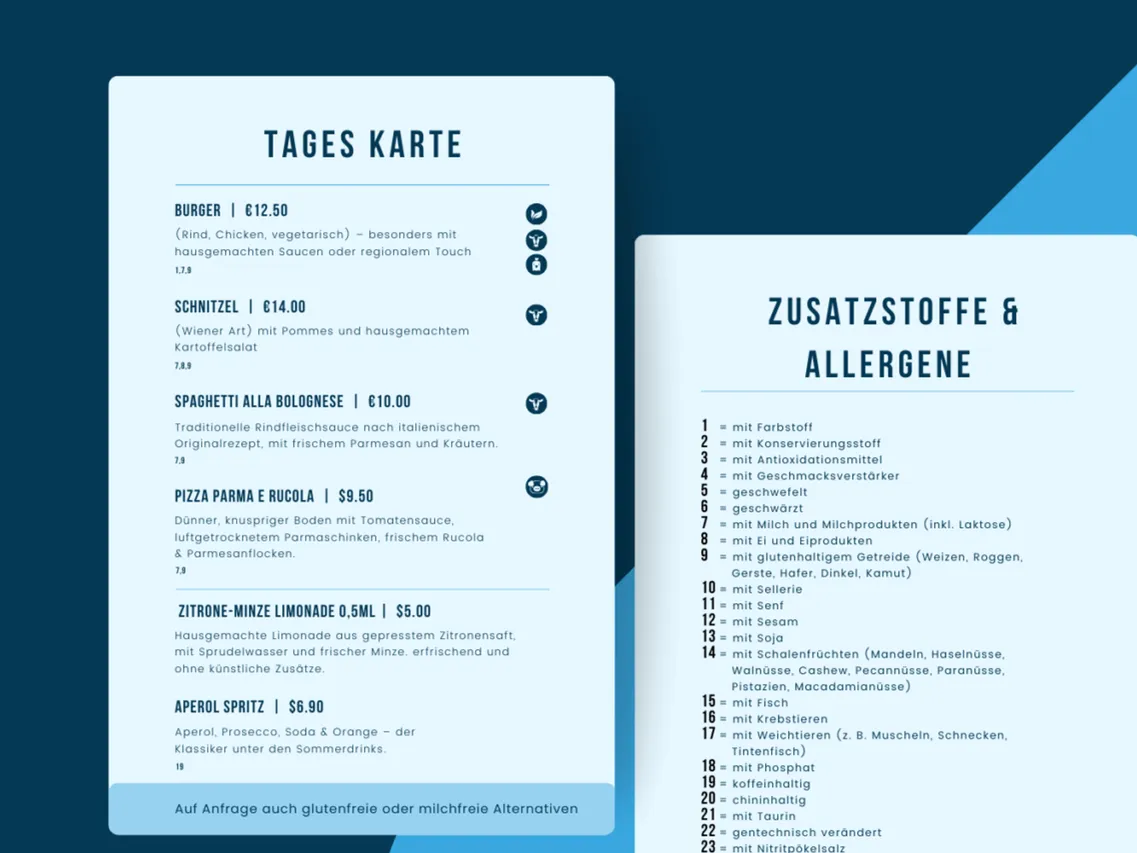 Speisekarte richtig kennzeichnen 