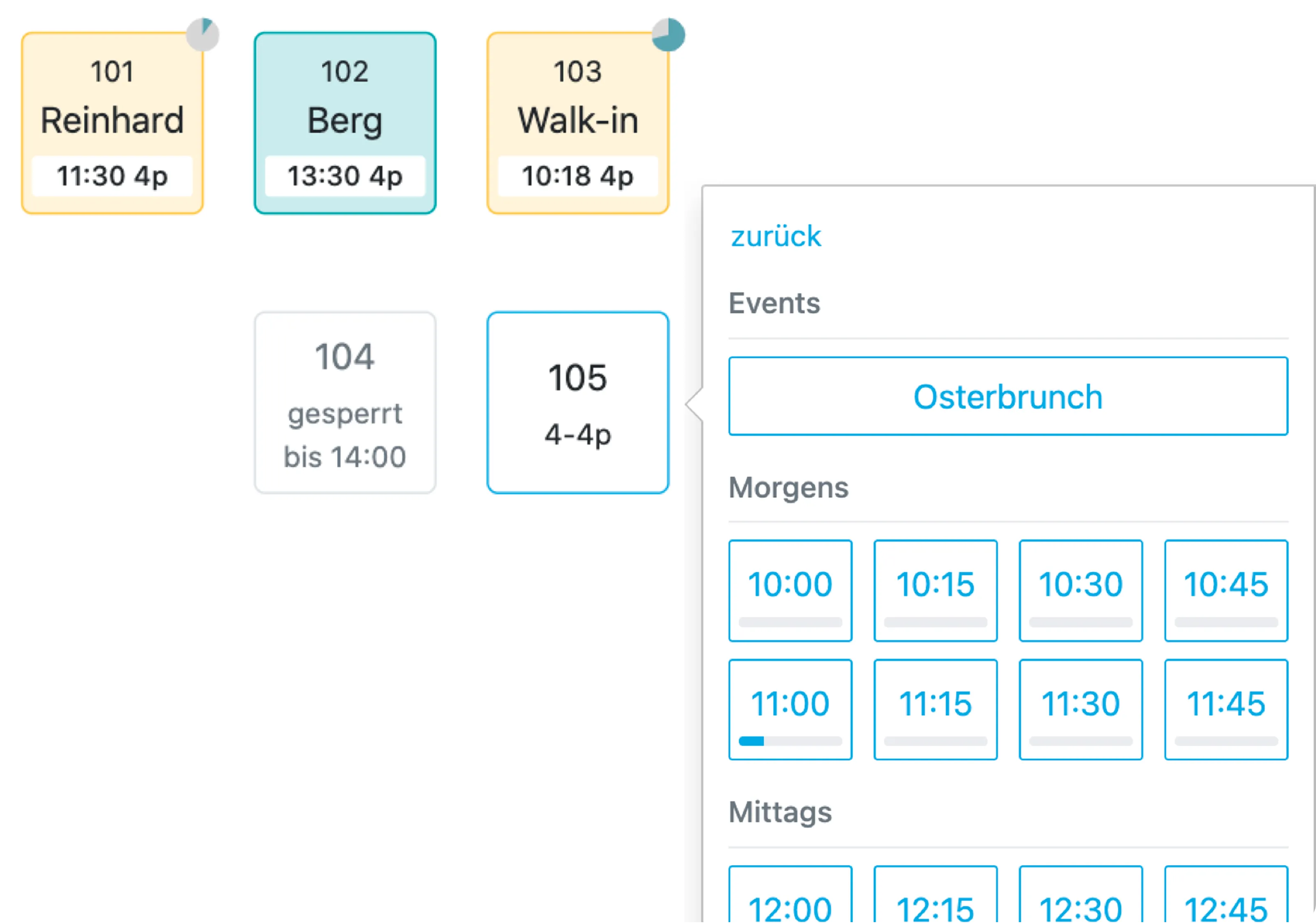 Events über den Tischplan reservieren
