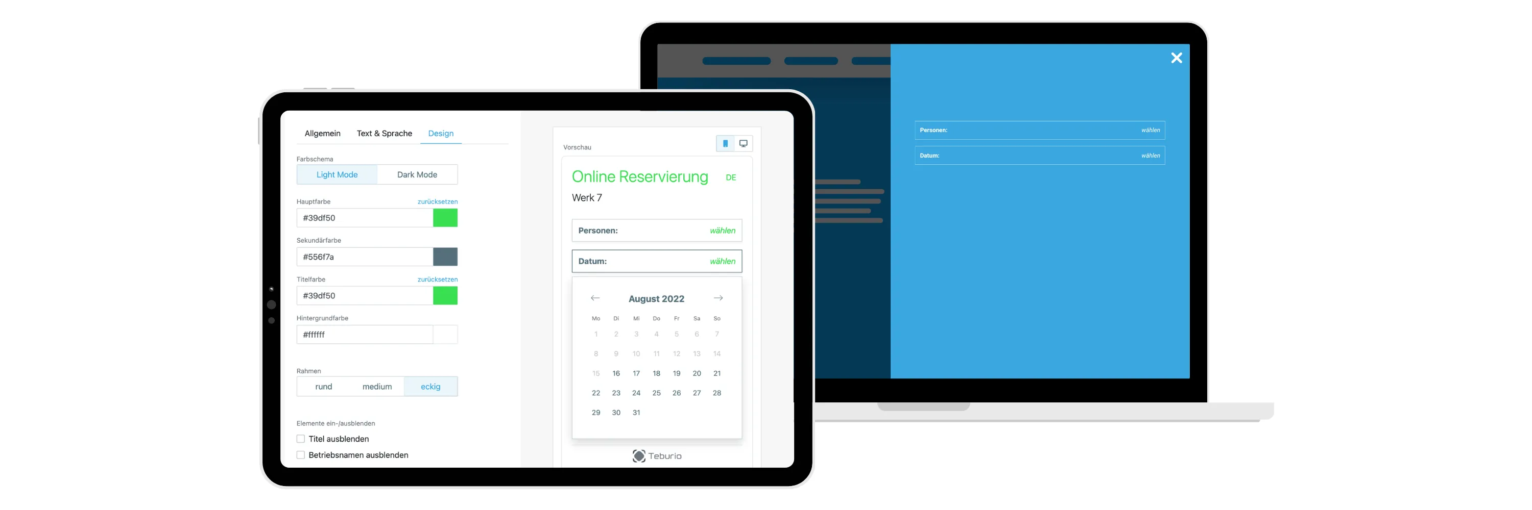 Abbildung zweier Tablets, die die das Widget darstellen