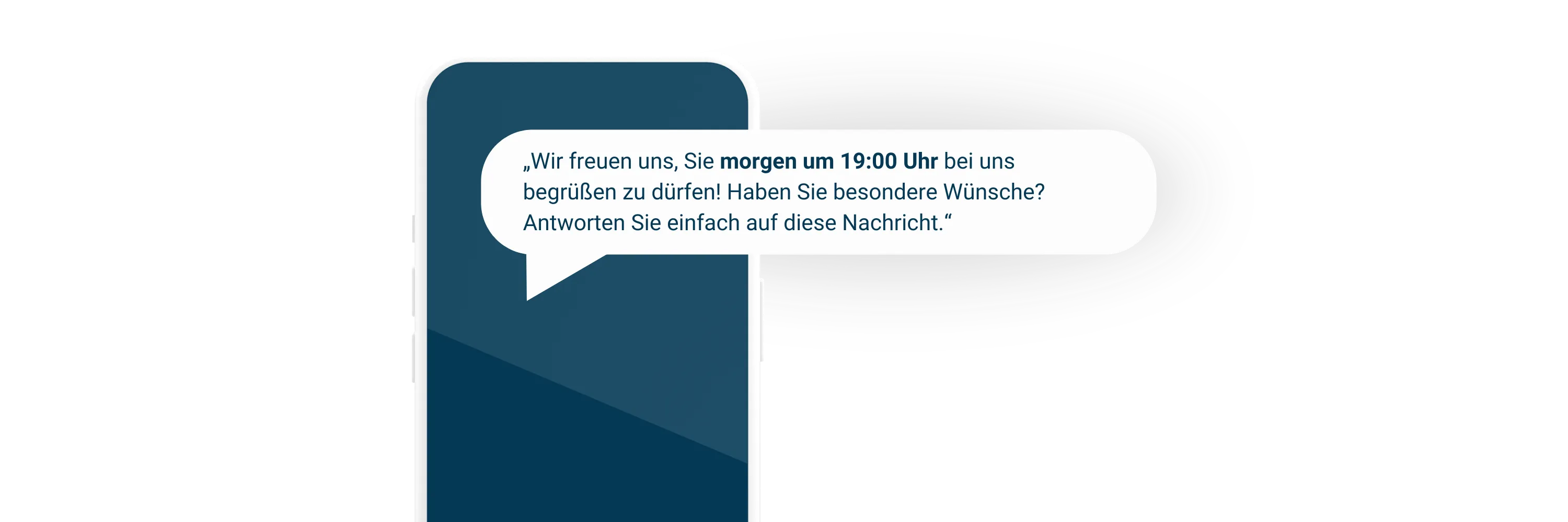 Ansicht Smartphone mit persönlicher Nachricht an den Gast