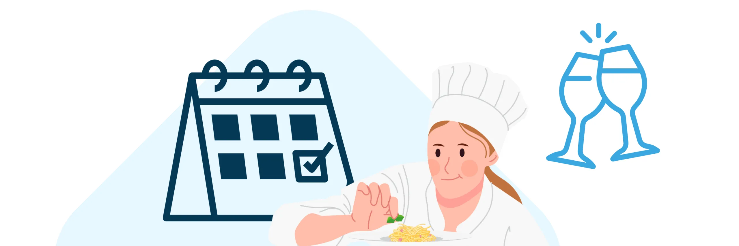 grafische Darstellung einer Köchin, die das Essen verfeinert