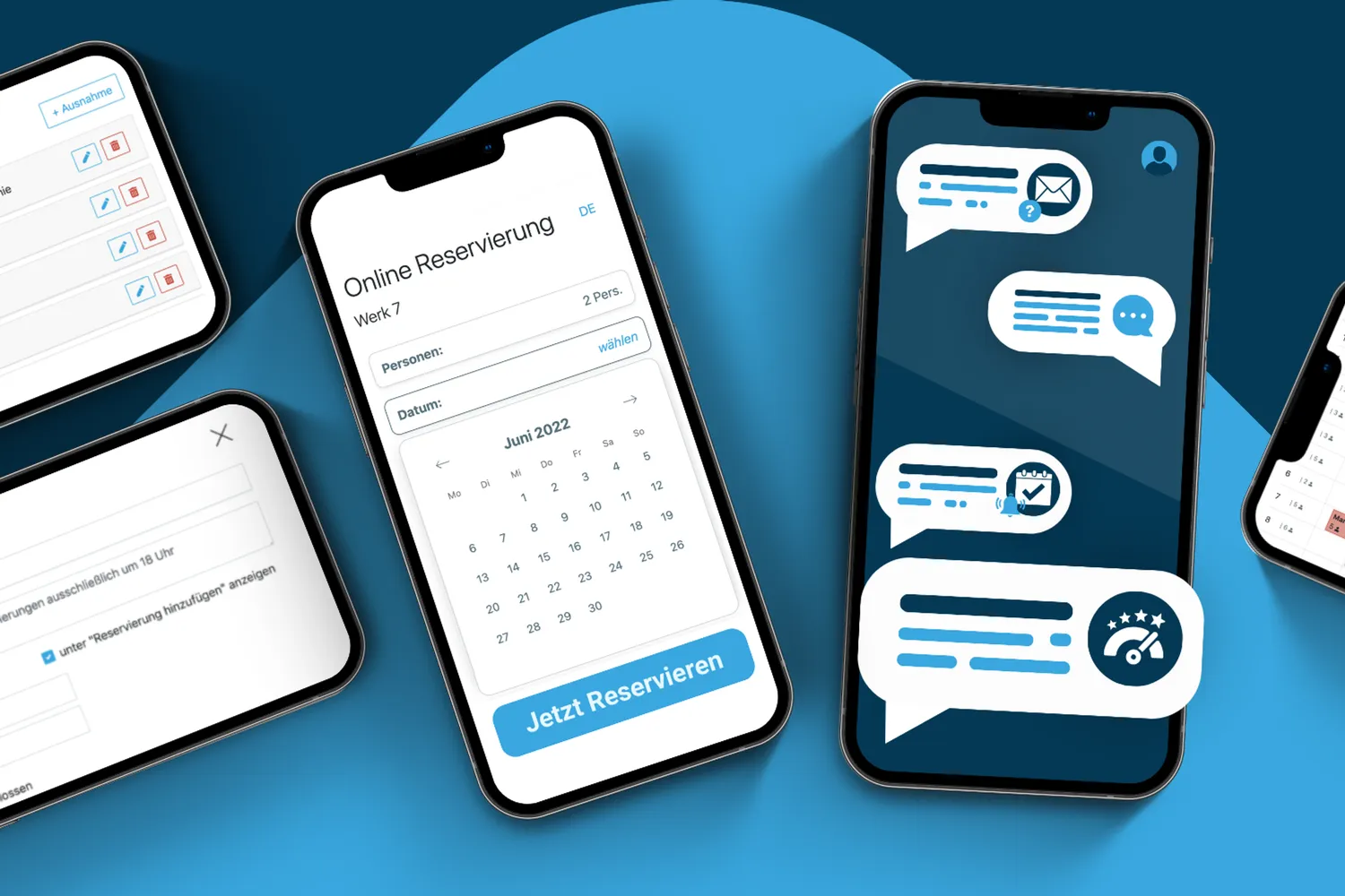 Viele Smartphone Bildschirme, die Teburio als Tool abbilden