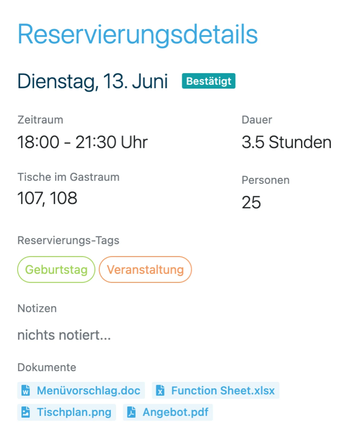 Reservierungsdetails