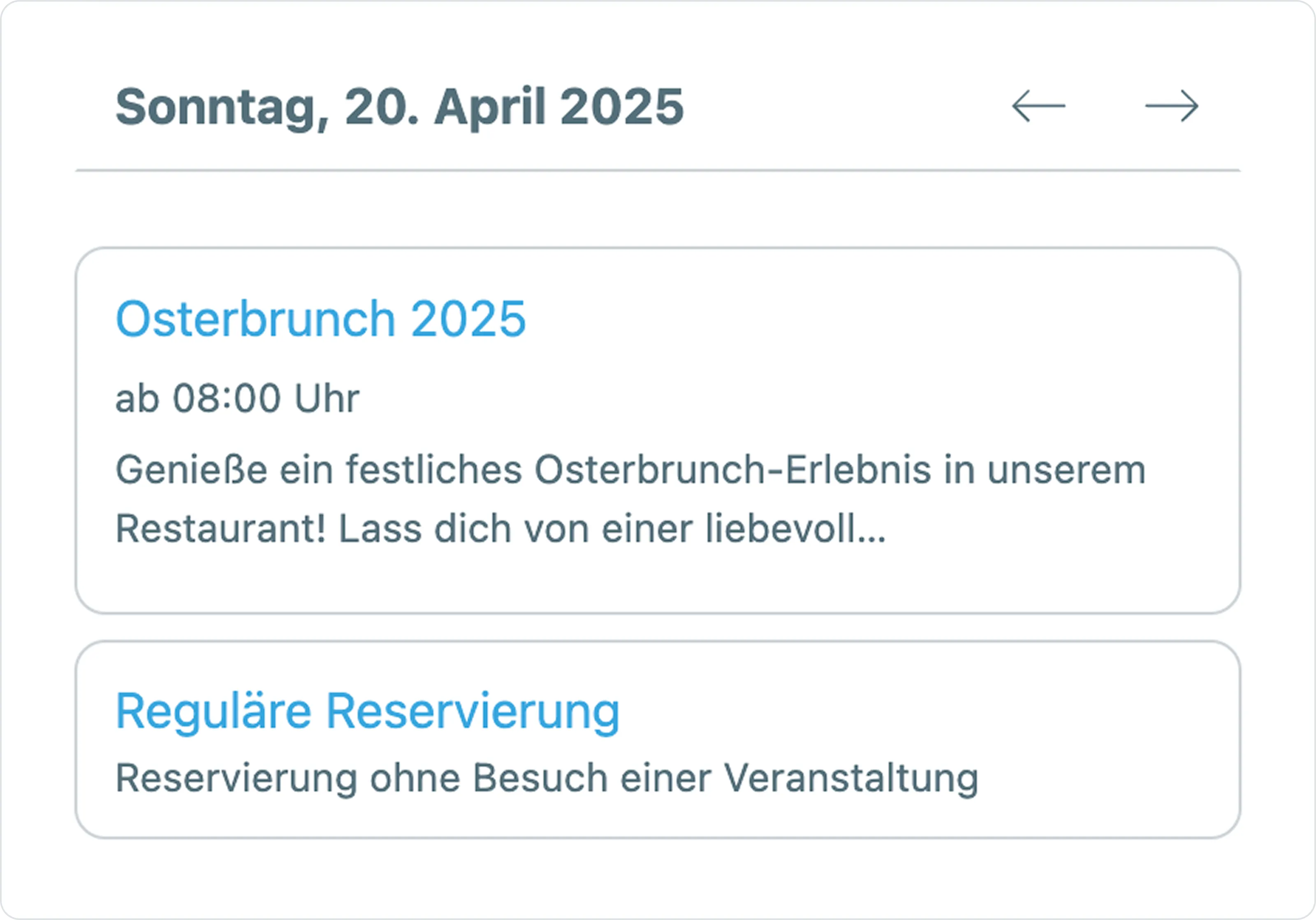 Event-Reservierung oder normale Reservierung