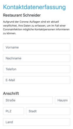 Kontaktdaten erfassen