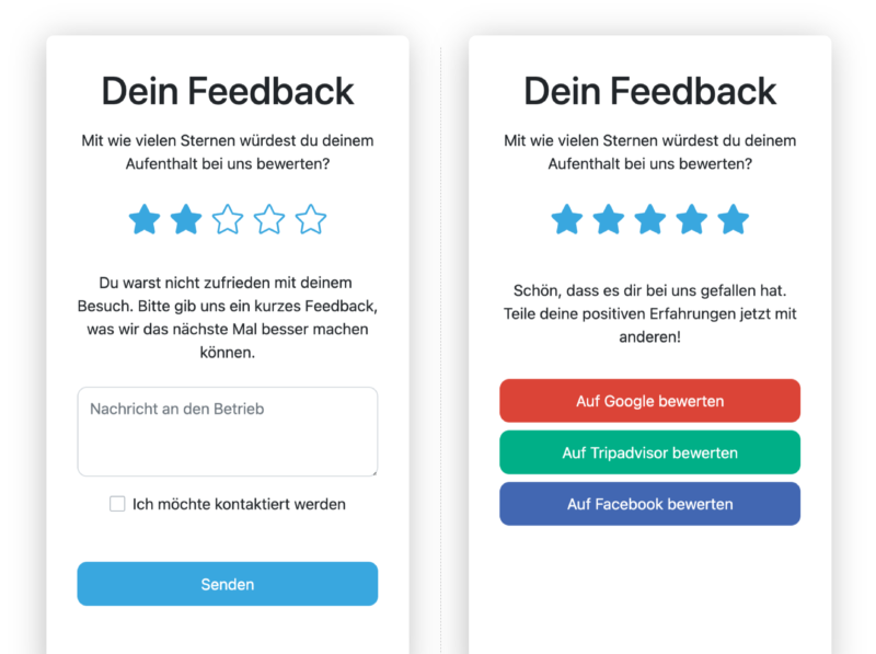 Bewertungsbooster Feedback von Gästen erhalten