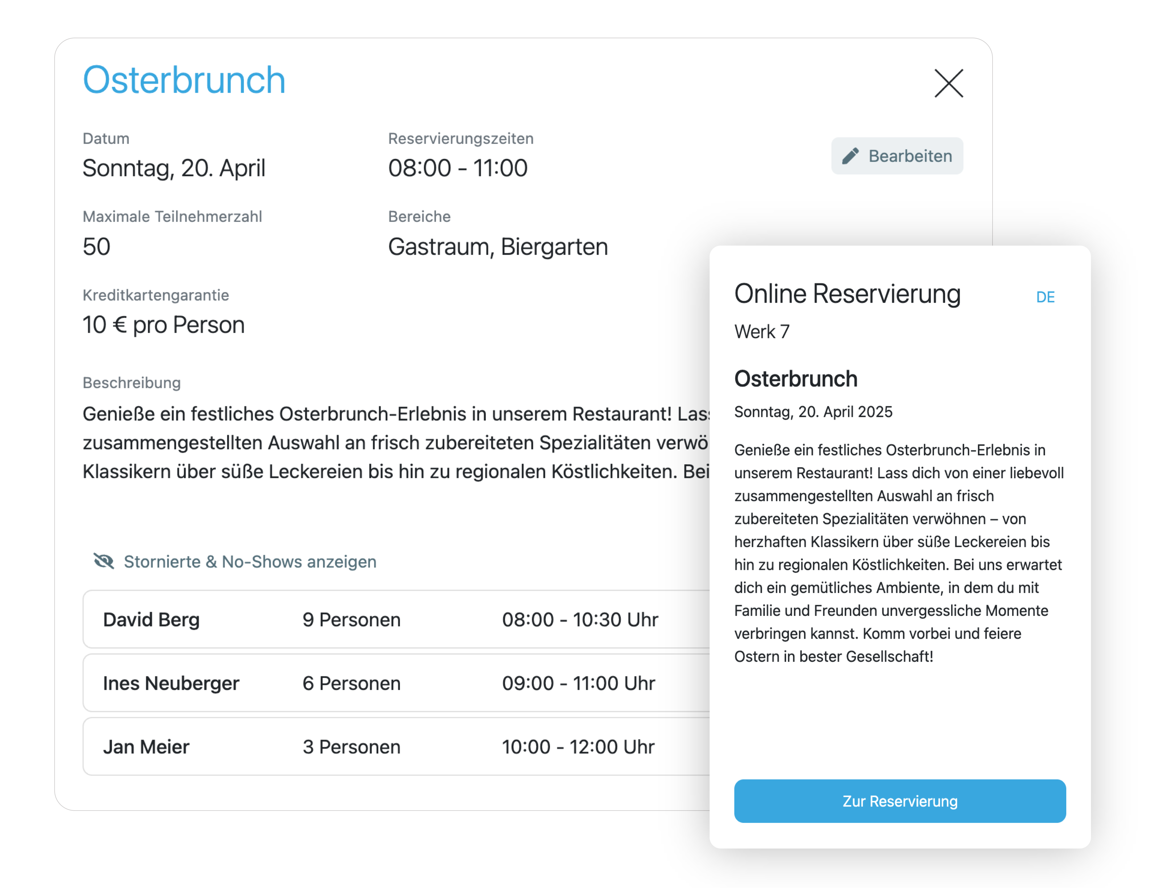 Buchung von Events und Tickets