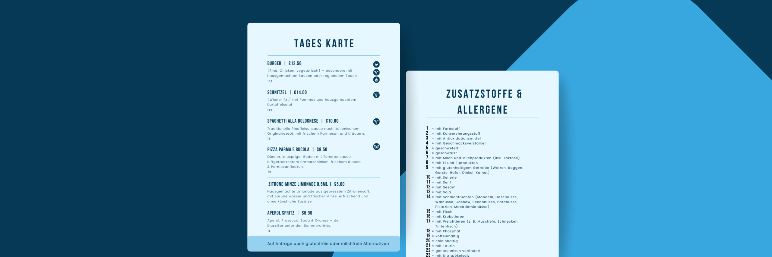 Speisekartenkennzeichnungen